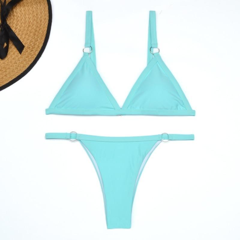 Thelma® | Two-piece Bikini Swimsuit With Gold Metal Rings and Triangular Cups