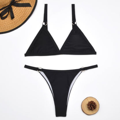 Thelma® | Two-piece Bikini Swimsuit With Gold Metal Rings and Triangular Cups