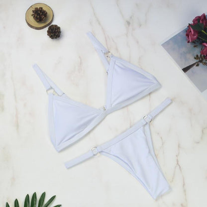 Thelma® | Two-piece Bikini Swimsuit With Gold Metal Rings and Triangular Cups