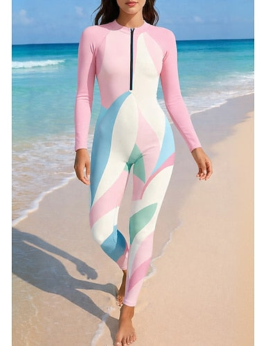 Rash Guard Full Body Swimwear Dive Skin Suit Front Zip Upf50+ Quick Dry High Elasticity Long Sleeve Swimwear Surfing Diving Snorkeling Summer