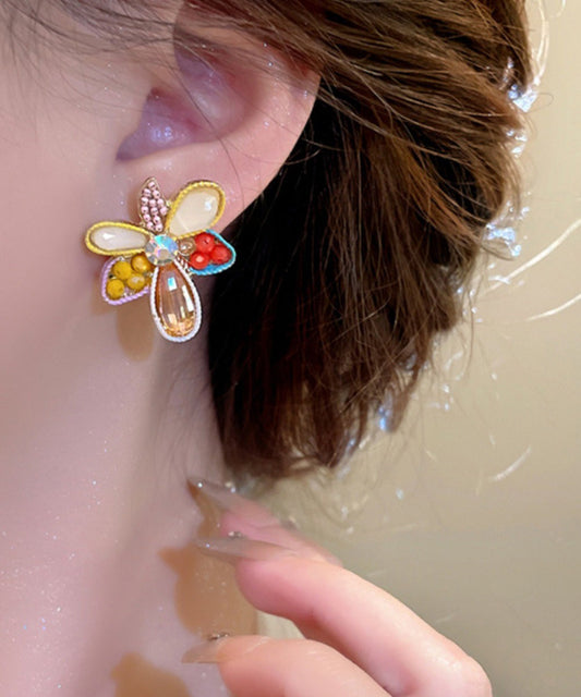 Modern Rainbow Alloy Acrylic Crystal Stud Earrings