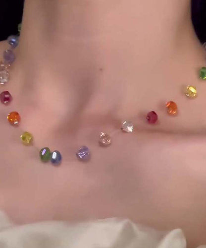 Rainbow Glass Beads Gratuated Bead Necklace