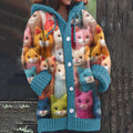 Vintage Cute Cats Art Cardigan Sweater elevenforest