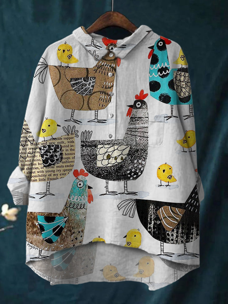 Women's Colorful Chick Print Shirt