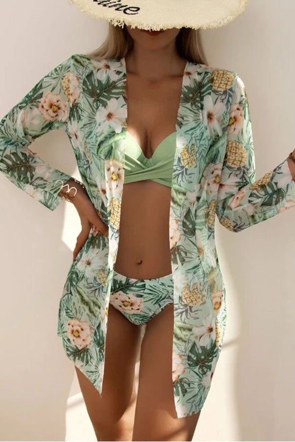 Rosalía® | Tropical Print Wrap Underwire Bikini With Cover-up