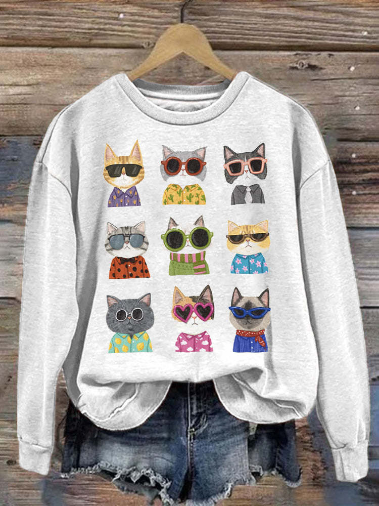 Comstylish Cute Cat Print Sweatshirt