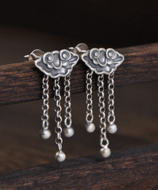 Silk Sterling Silver Xiangyun Tassel Drop Earrings