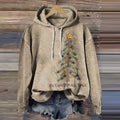 Comstylish Vintage Christmas Snowflake Embroidery Casual Hoodie
