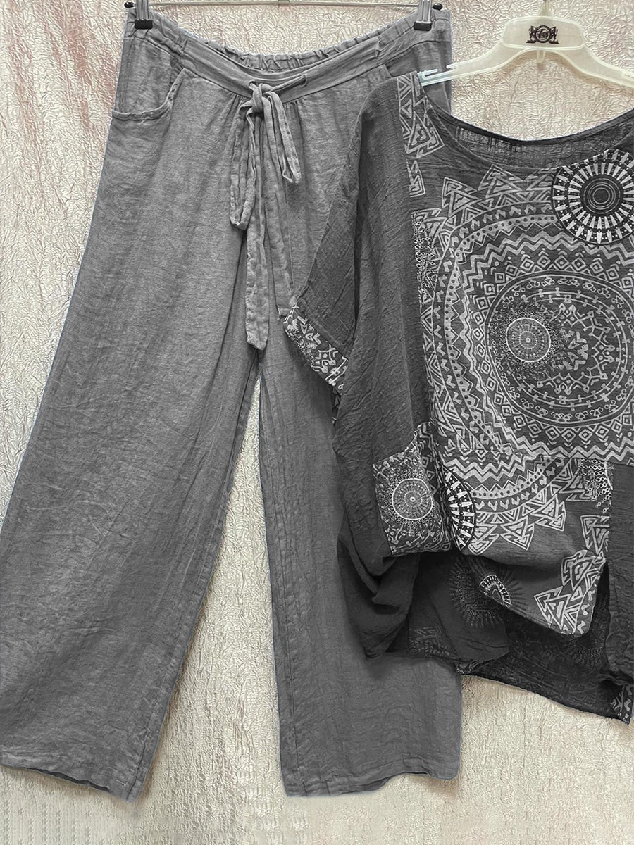 LM | Two-piece set with loose bohemian print