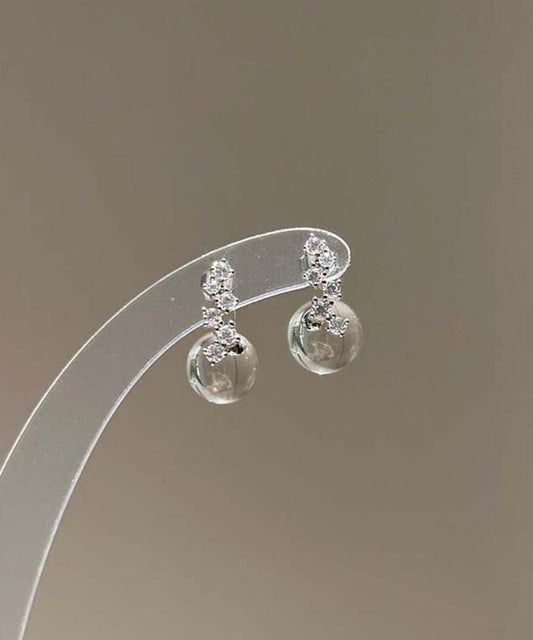 Brief Nude Sterling Silver Zircon Coloured Glaze Stud Earrings