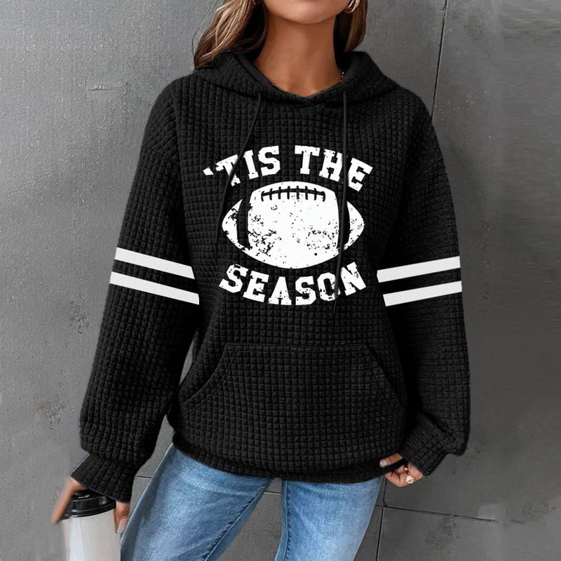 Comstylish Women's Tis The Season Football Print Casual Waffle Hoodie