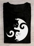 Women's Black And White Cats Print Vintage T-shirt elevenforest