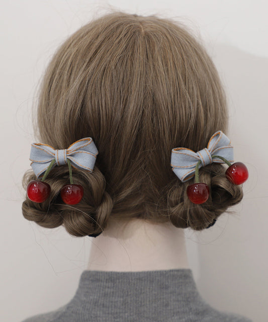 Multicolor Alloy Denim Resin Cherry a Pair Hairpin