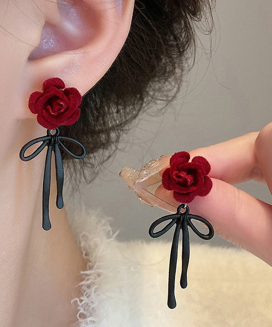 Stylish Mulberry Sterling Silver Flocking Butterfly Drop Earrings