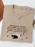 Sleeping Cat Embroidered Text Print T-Shirt elevenforest