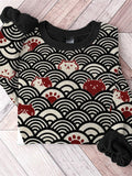 Japanese Art Wave and Cat Print Vintage Sweatshirt elevenforest