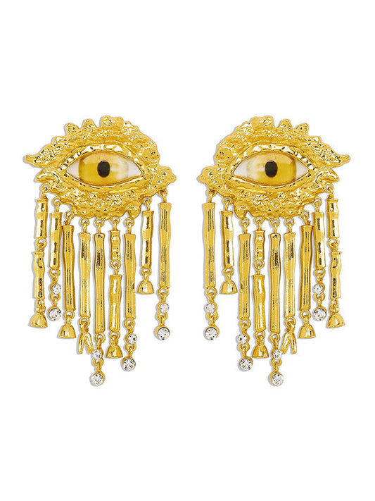 Eye Shape Geometric Tasseled Drop Earrings Earrings Accessories