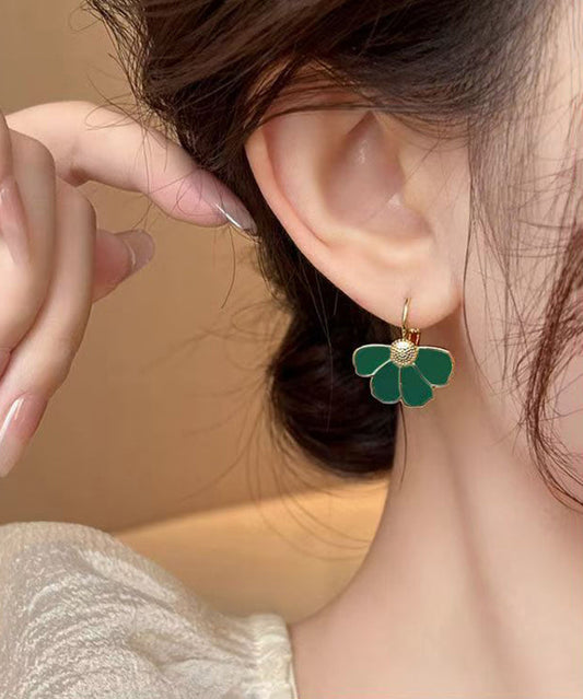 Green Copper Alloy Hoop Earrings