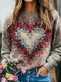 Comstylish Women's Valentines Day Art Print Casual Sweatshirt