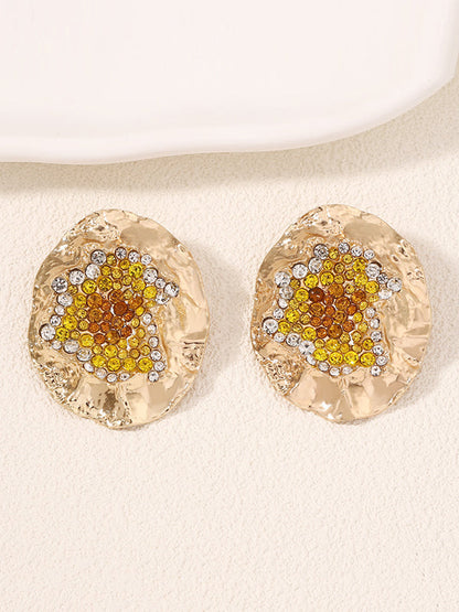 Irregularity Geometric Rhinestone Shiny Earrings Accessories