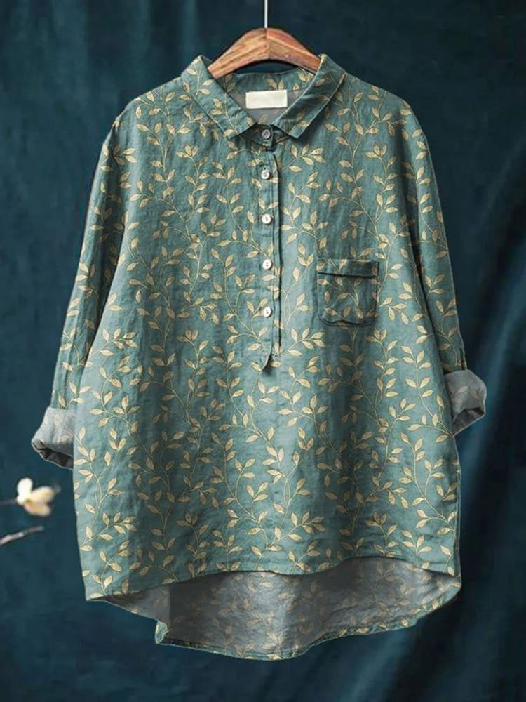 Women's Vintage Floral Art Print Casual Shirt