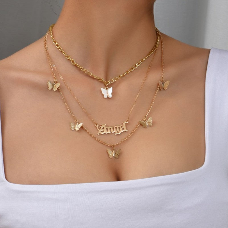 Butterfly Patchwork Chains Necklaces