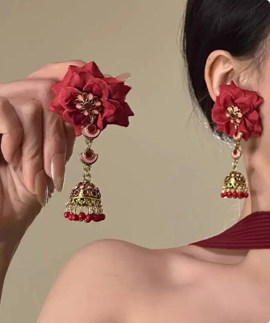 Mulberry Sterling Silver Overgild Rose Tassel Drop Earrings