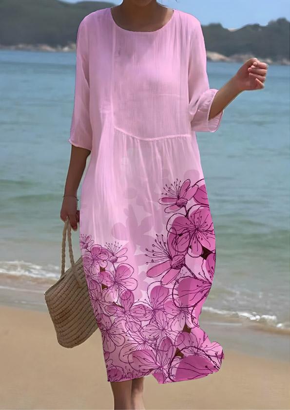 Women's Floral Art Pattern Seaside Resort Dress