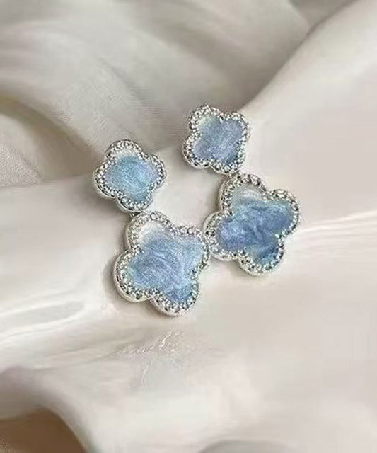 Style Blue Copper Crystal Allloy Drip Glaze Drop Earrings