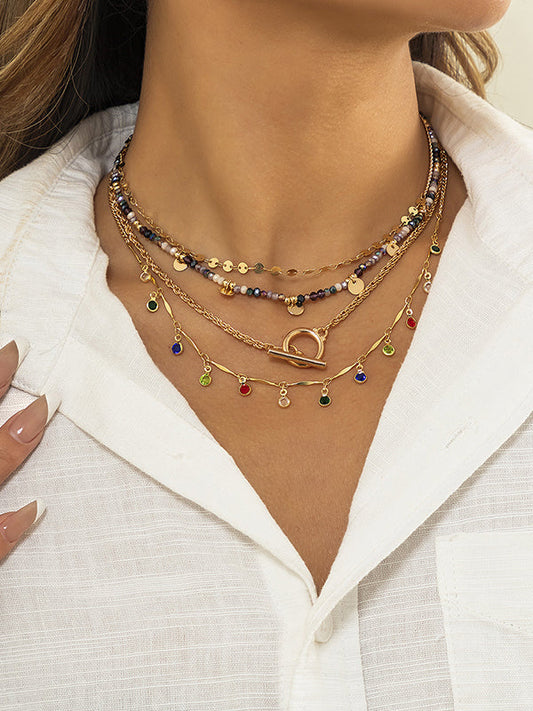 Colorful Beads Rhinestone Necklace