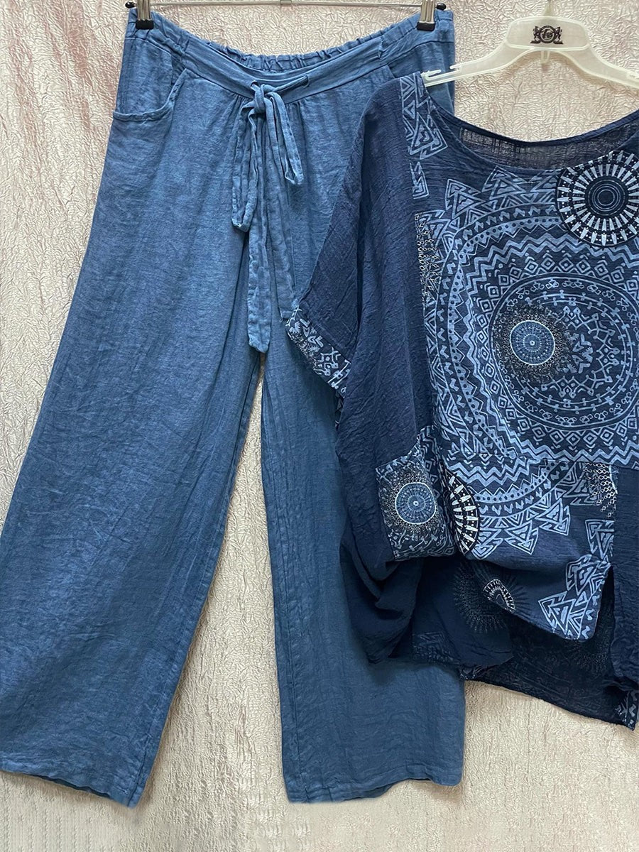 LM | Two-piece set with loose bohemian print