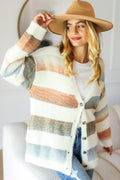 Emma® | Haptics soft fluffy full size button down striped sweater cardigan