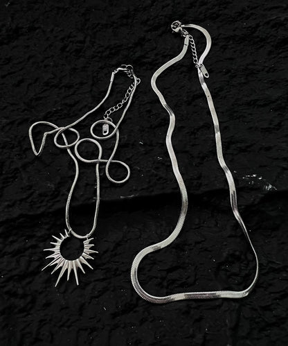 Fine Silk Stainless Steel Bilayer Sun God Pendant Necklace