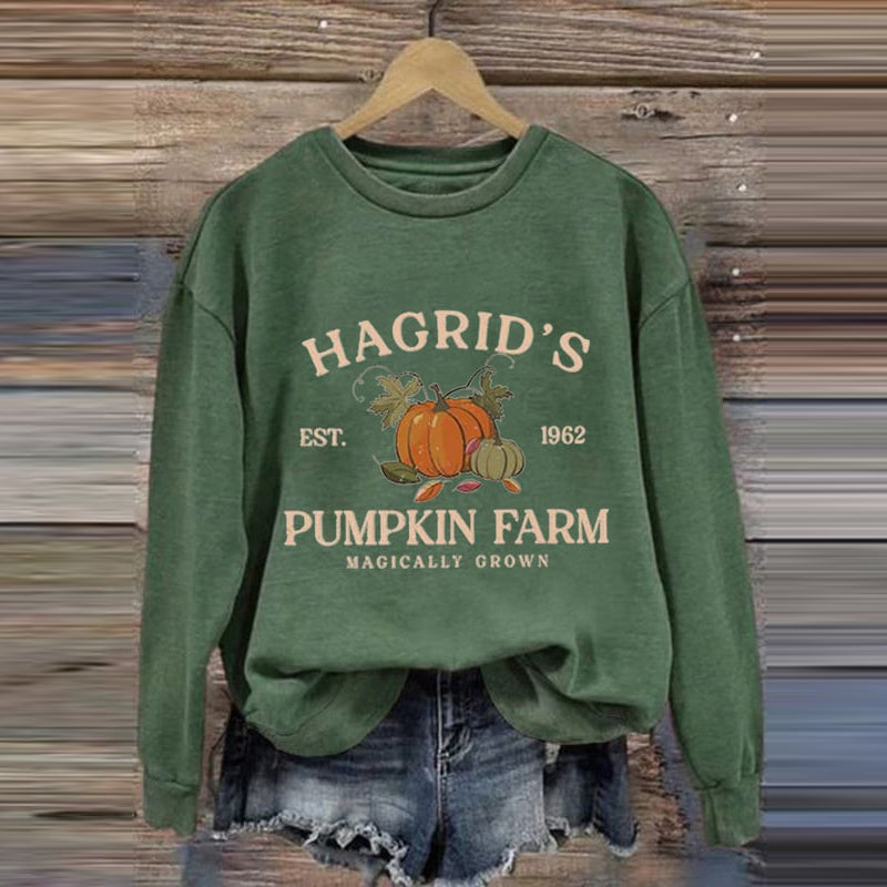Comstylish Women's Hagrid's Pumpkin Farm Print Sweatshirt