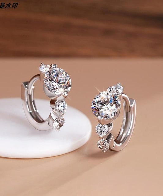 Silk Sterling Silver Zircon Stud Earrings