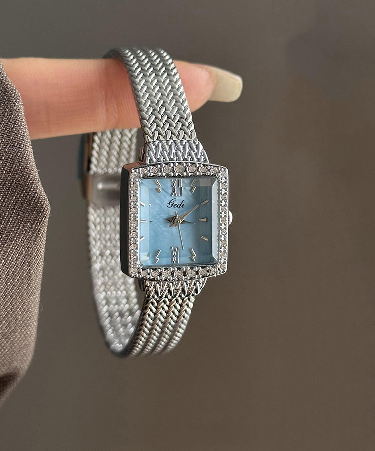 Baby Blue Stainless Steel Waterproof Chain Watches