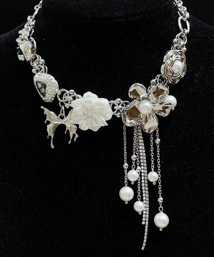 Silk Tassel Pearl Alloy Choker