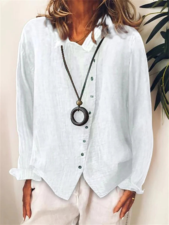 LM | Asymmetric button-up blouse