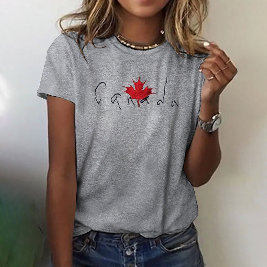Women's Canada Maple Leaf Crew Neck Short Sleeve T-shirt elevenforest