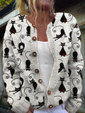 Art Black Cats Women's Soft Sweater Cardigan elevenforest