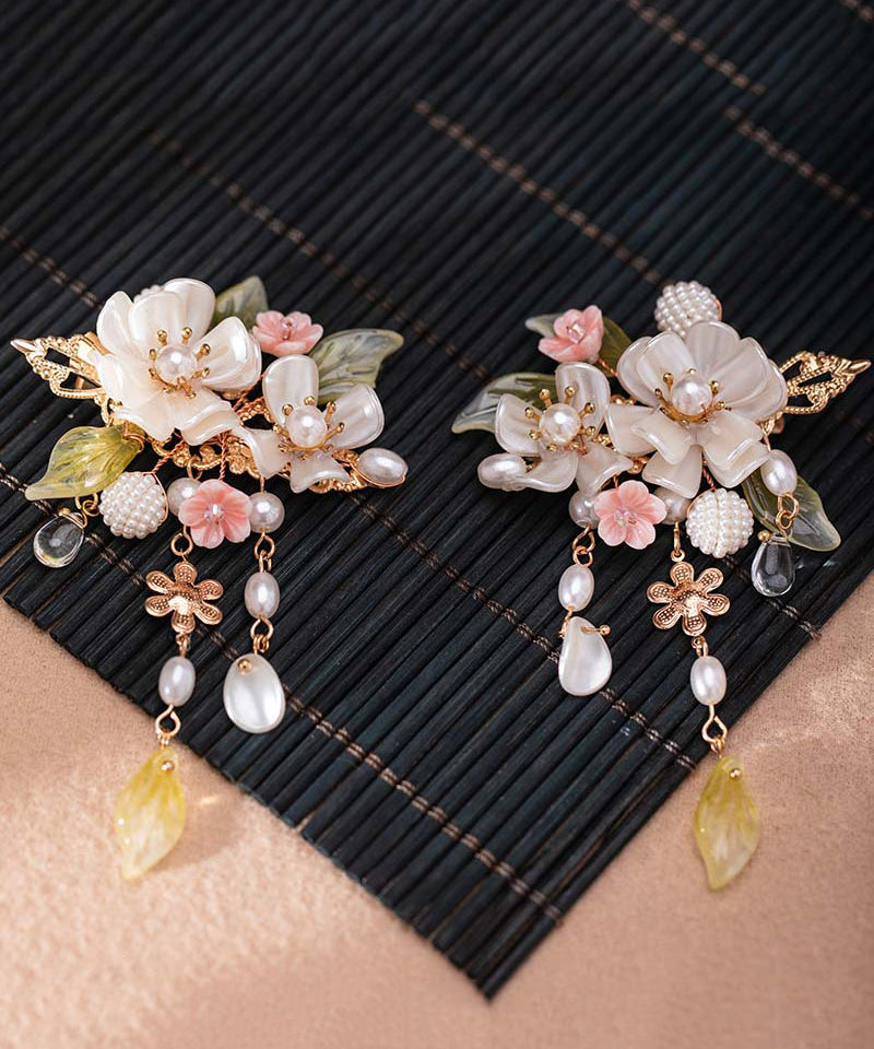 Alloy Pearl Cherry Blossom Tassel a Pair Hairpin