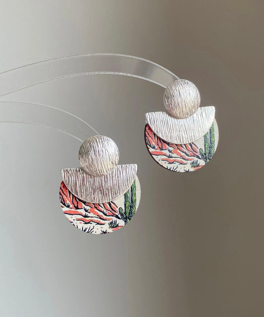 Handmade Wooden Print Stud Earrings