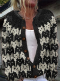 Black & White Cats Knit Cozy Cardigan elevenforest