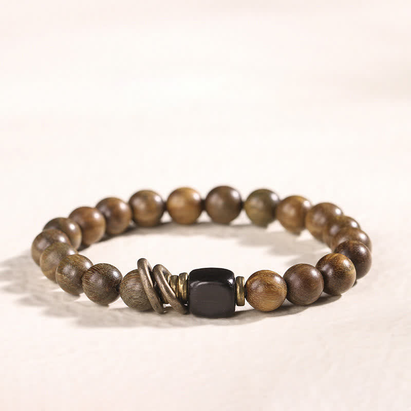 Buddha Stones Tibetan Green Sandalwood Crystal Soothing Peace Bracelet