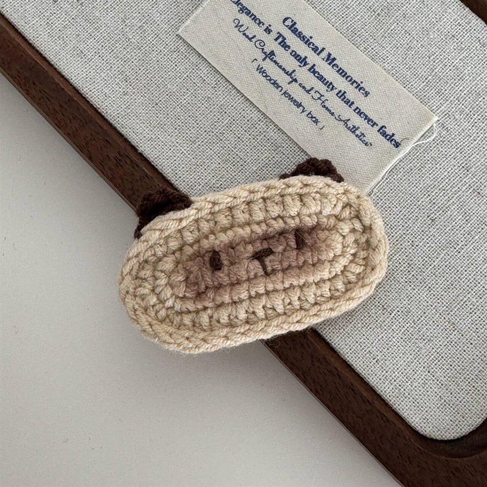 Comstylish Wool Crochet Cartoon Cat Bb Clip