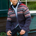 Classic Color Blocking Iceland Jacquard Zipper Hooded Sweatshirt elevenforest