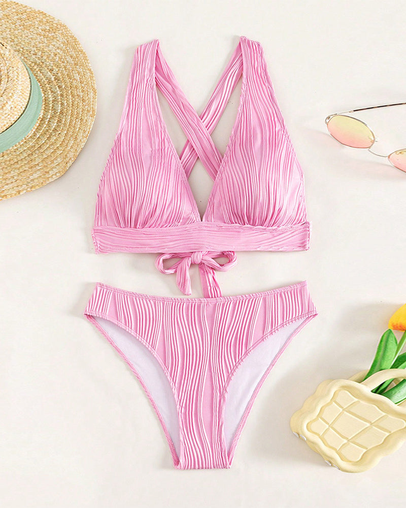 LM | Single-colored, sexy bikini with deep V-neckline