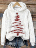 Comstylish Vintage Christmas Tree Art Flannel Fleece Hoodie