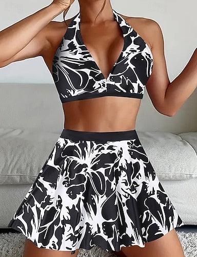 Tankini Two Piece Swimsuit Backless Swimwear Swimwear Black Yellow Breathable Quick Dry Lightweight Sleeveless - Swimming Surfing Beach Summer Spring