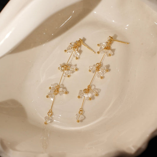 Elara Crystal Earrings in Gold
